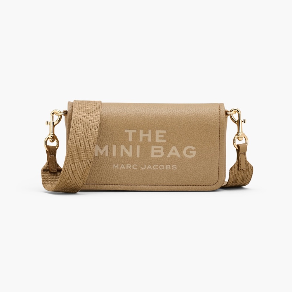 NEW Marc Jacobs Camel Brown Beige Logo Leather Mini Crossbody Bag Purse